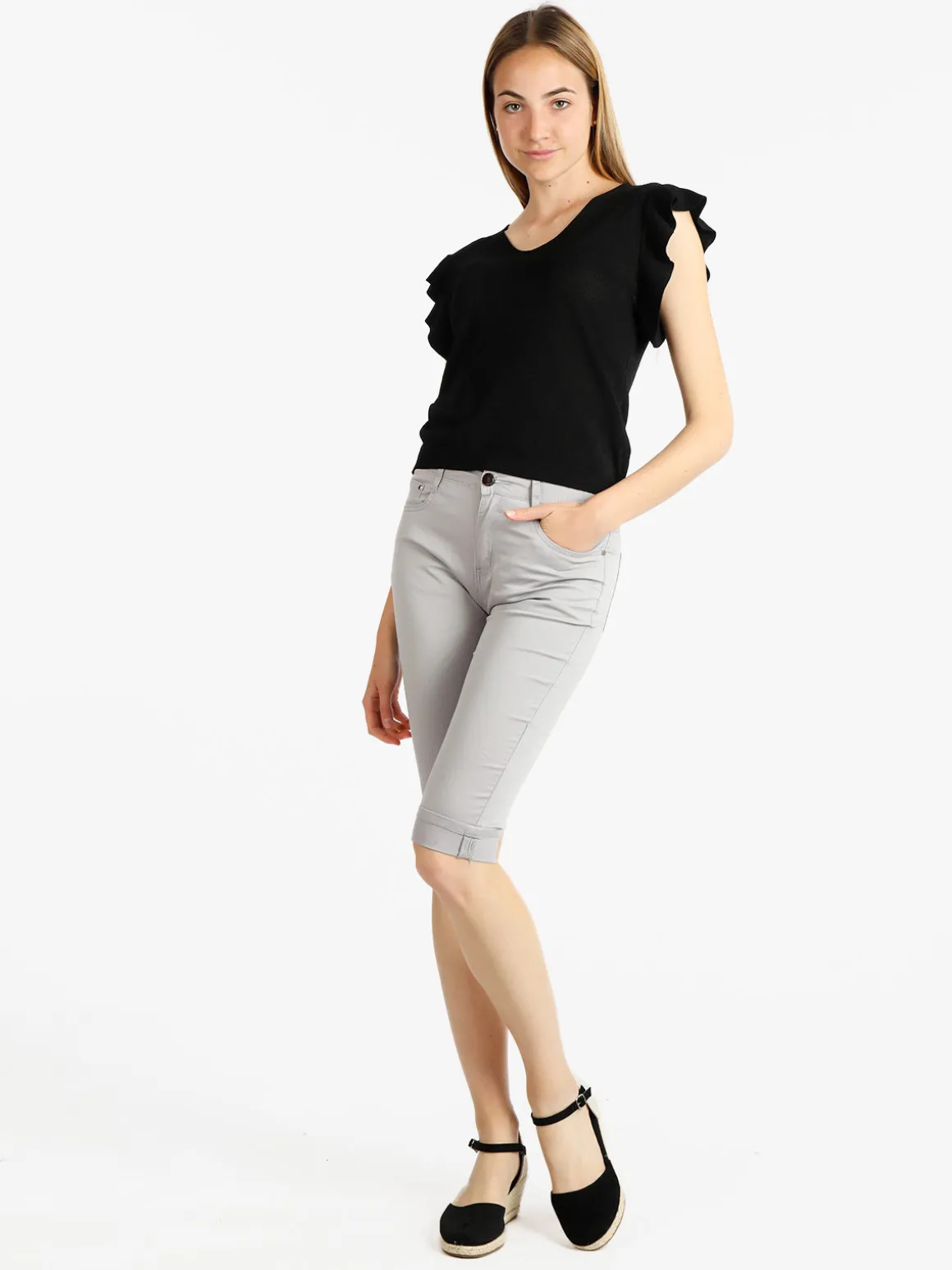 Max & Liu Pantaloni a pinocchietto donna in cotone