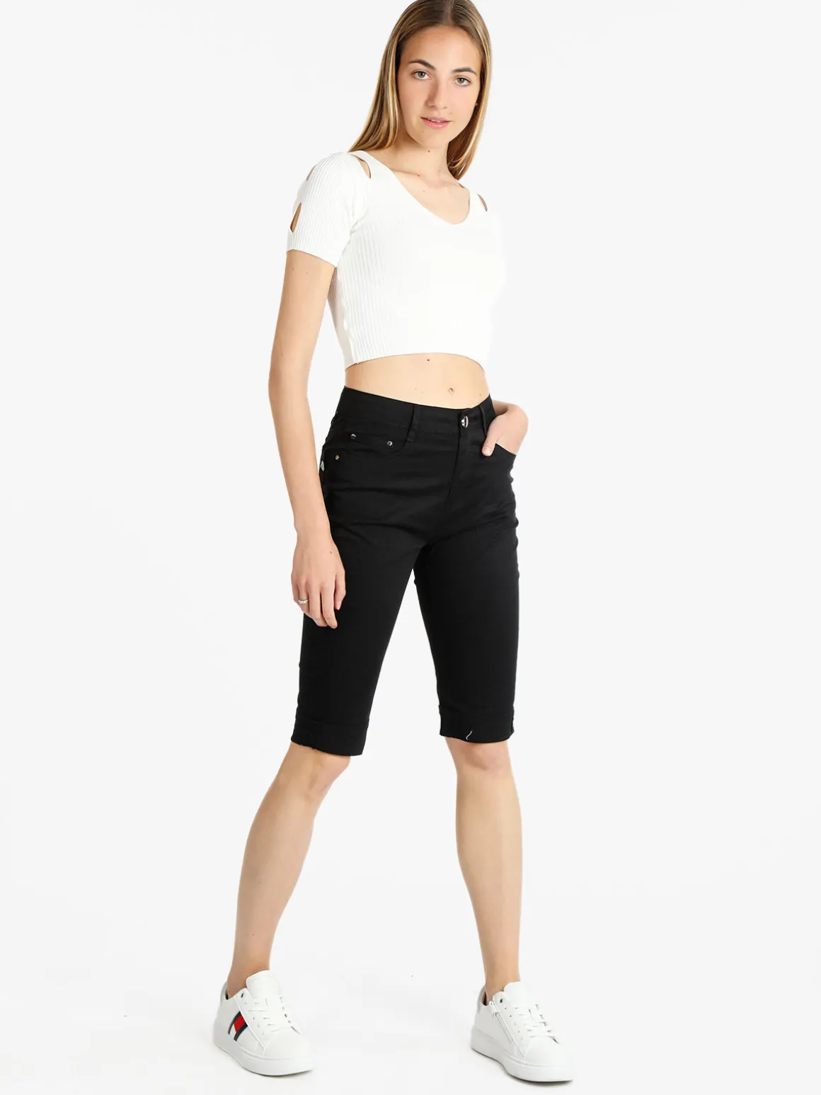 Max & Liu Pantaloni a pinocchietto donna in cotone
