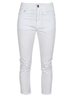 Max & Liu Pantaloni capri donna in cotone con piccolo spacco e strass sul finale