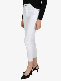 Max & Liu Pantaloni capri donna in cotone con piccolo spacco e strass sul finale