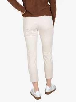 Max & Liu Pantaloni capri donna in cotone con piccolo spacco e strass sul finale