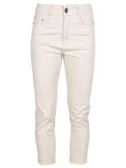 Max & Liu Pantaloni capri donna in cotone con piccolo spacco e strass sul finale