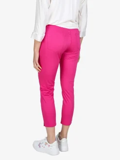Max & Liu Pantaloni capri donna in cotone con piccolo spacco e strass sul finale
