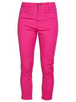 Max & Liu Pantaloni capri donna in cotone con piccolo spacco e strass sul finale