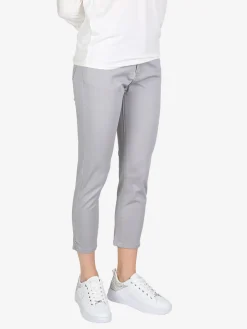 Max & Liu Pantaloni capri donna in cotone con piccolo spacco e strass sul finale