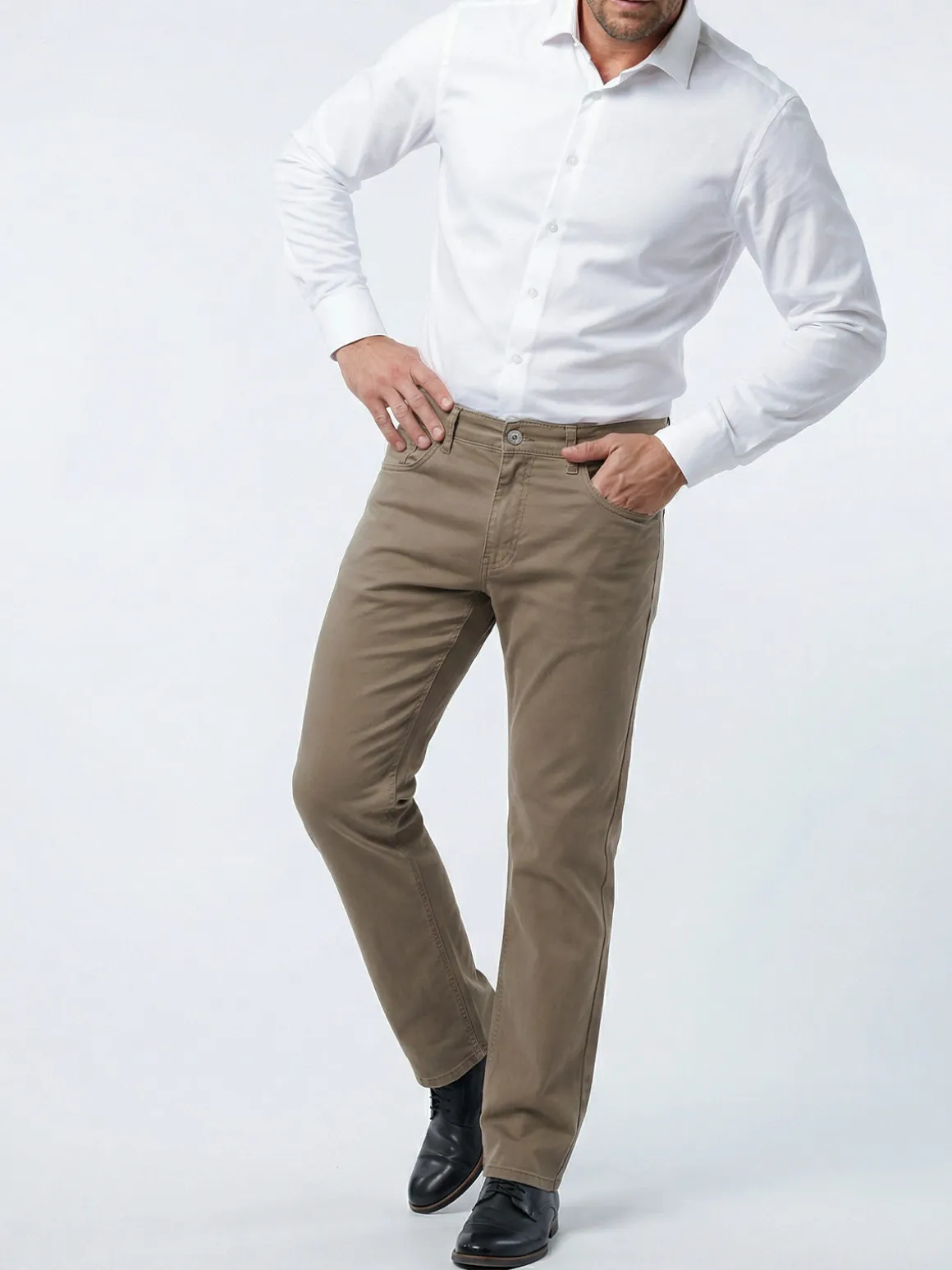 Max & Liu Pantaloni casual da uomo in cotone taglie grandi - marrone