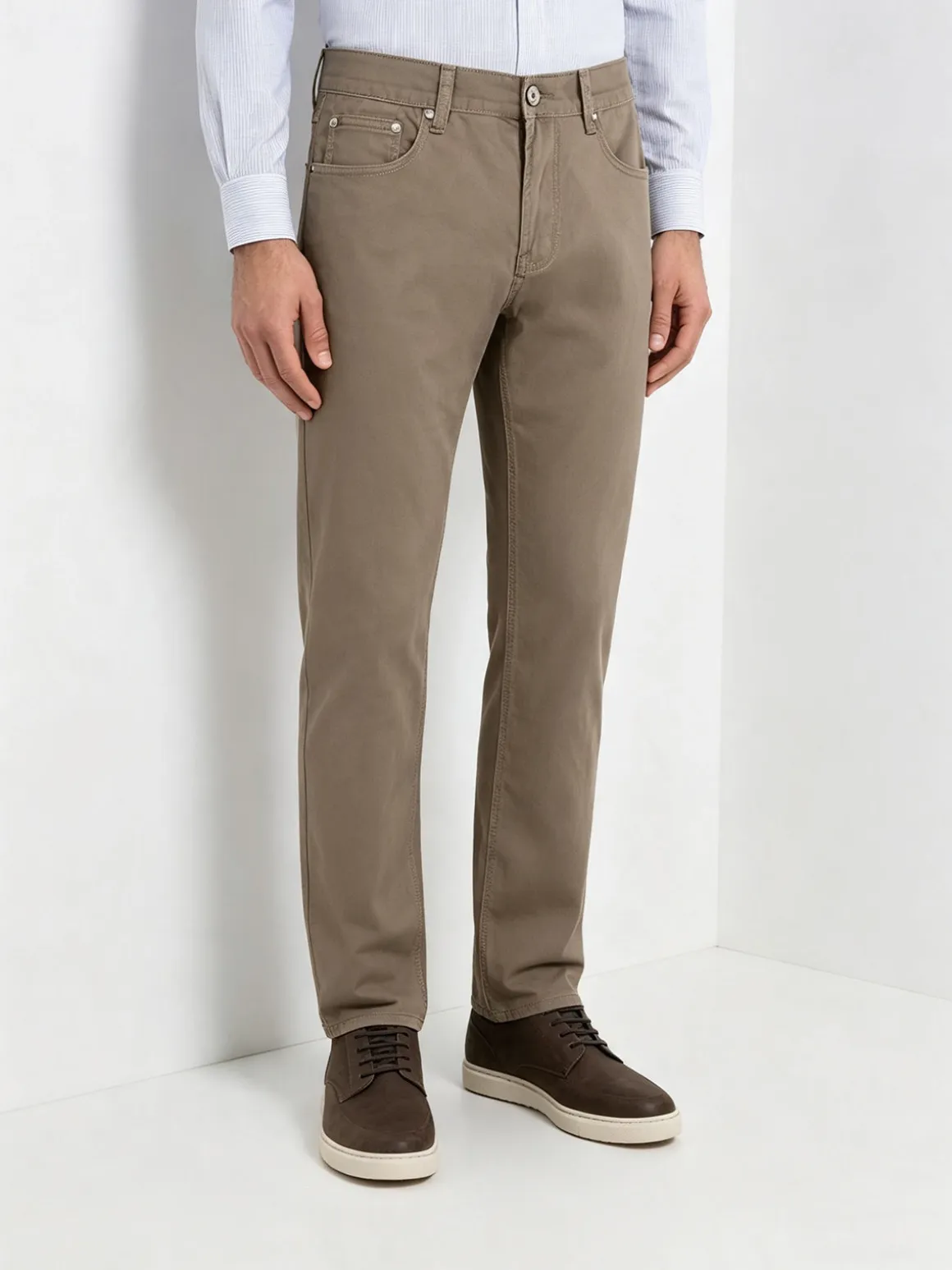 Max & Liu Pantaloni casual da uomo in cotone taglie grandi - marrone