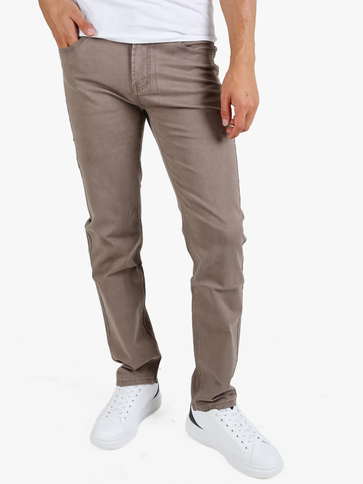 Max & Liu Pantaloni da uomo regular fit in cotone taglie grandi - marrone
