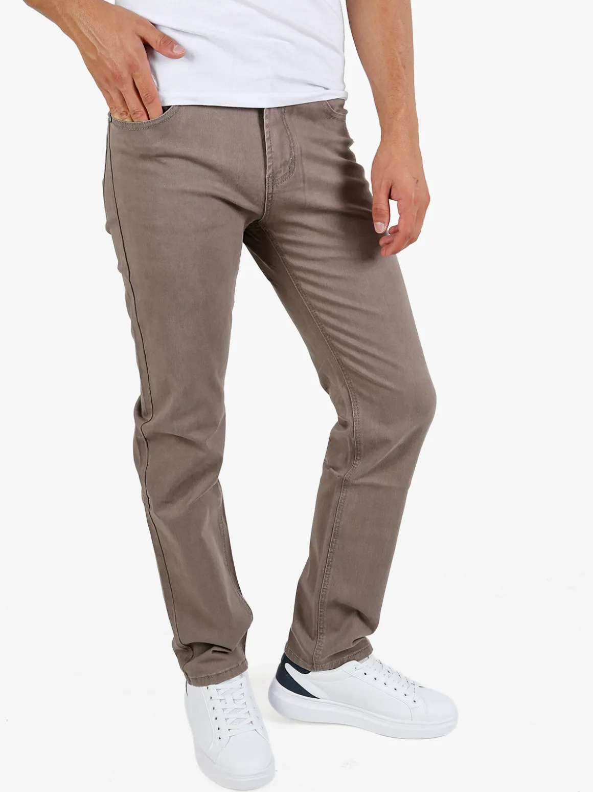 Max & Liu Pantaloni da uomo regular fit in cotone taglie grandi - marrone