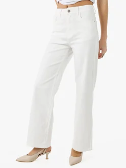 Max & Liu Pantaloni donna jeans a gamba larga - bianco