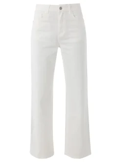 Max & Liu Pantaloni donna jeans a gamba larga - bianco