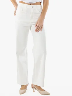 Max & Liu Pantaloni donna jeans a gamba larga - bianco