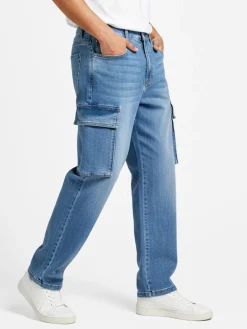 Max Tre Jeans da uomo a gamba larga con tasconi laterali