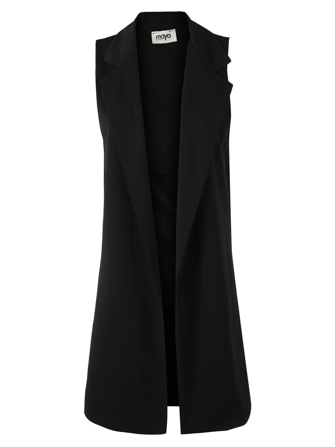 Maya Gilet lungo da donna con spacchi profondi - nero