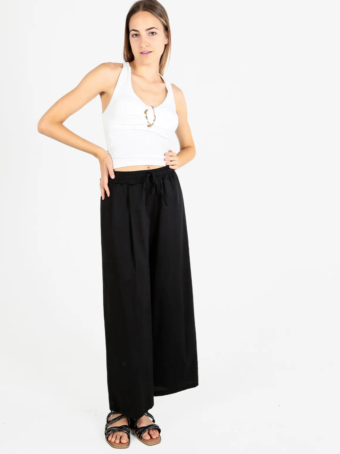 Maya Pantaloni donna a gamba larga in cotone