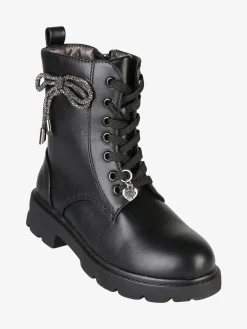 Melania Anfibi da bambina stringati con zip e fiocco di strass
