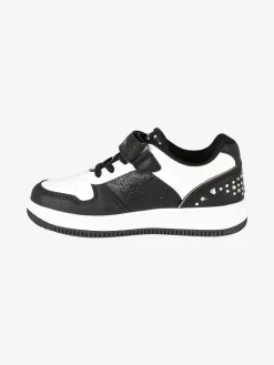 Melania Sneakers bicolore da bambina con strass e cinturino a strappo
