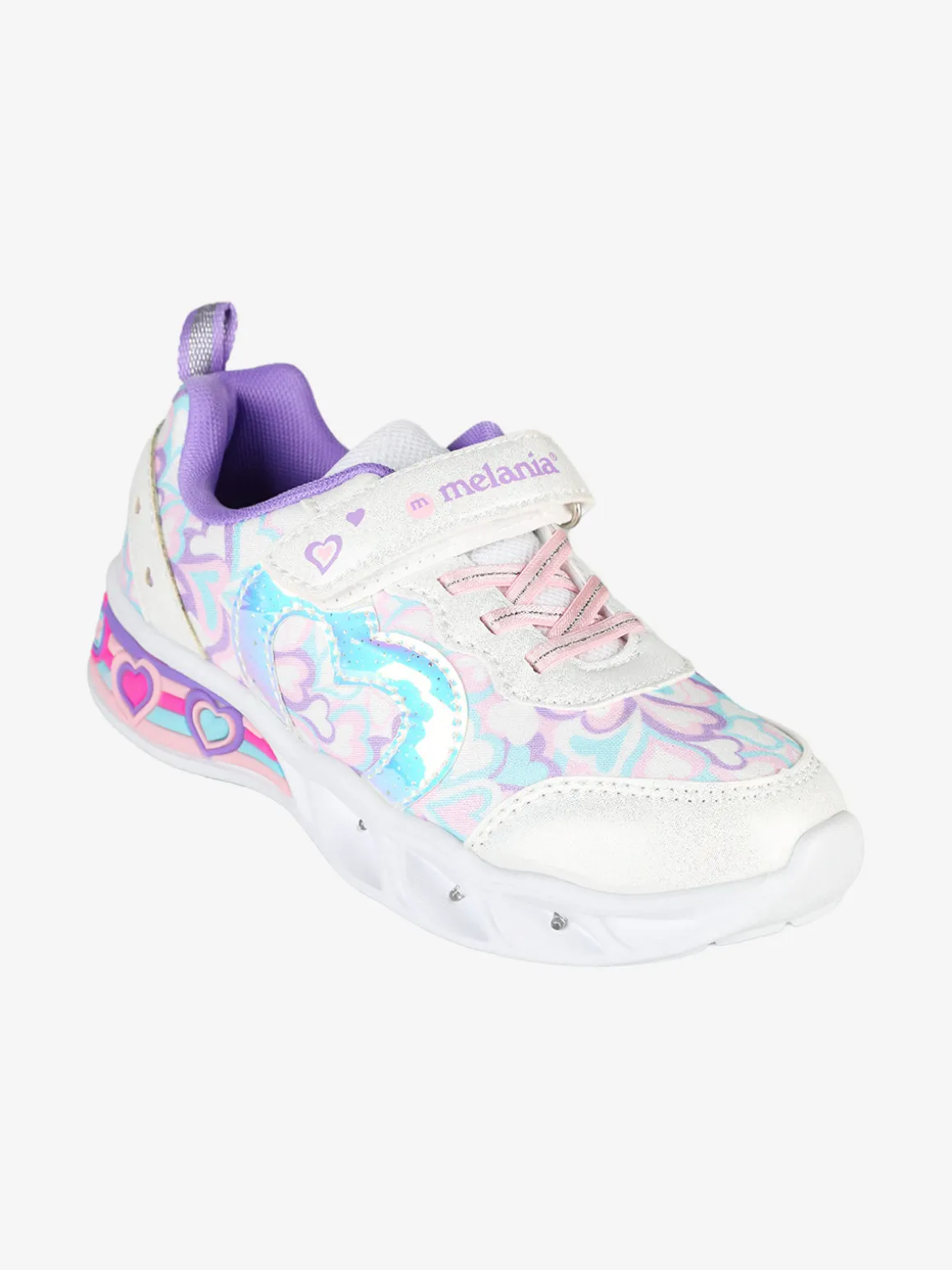 Melania Sneakers da ragazza con luci e cinturino a strappo