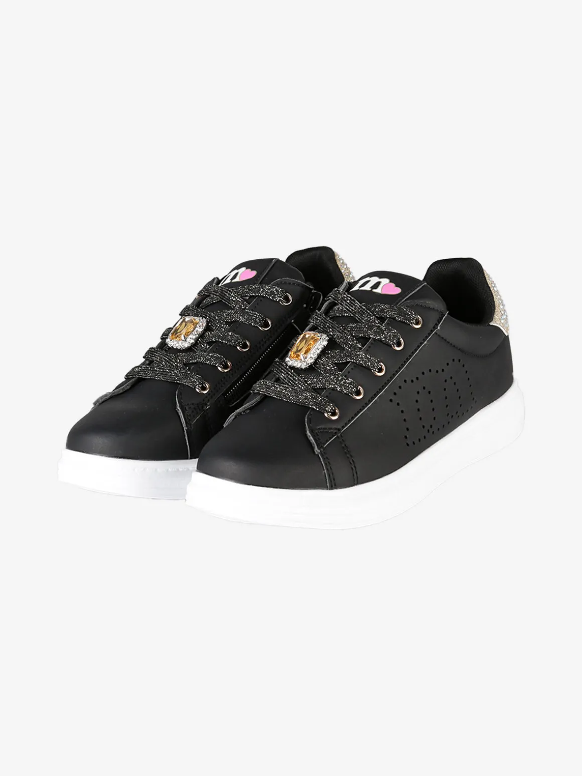 Melania Sneakers gioiello da ragazza con lacci e zip