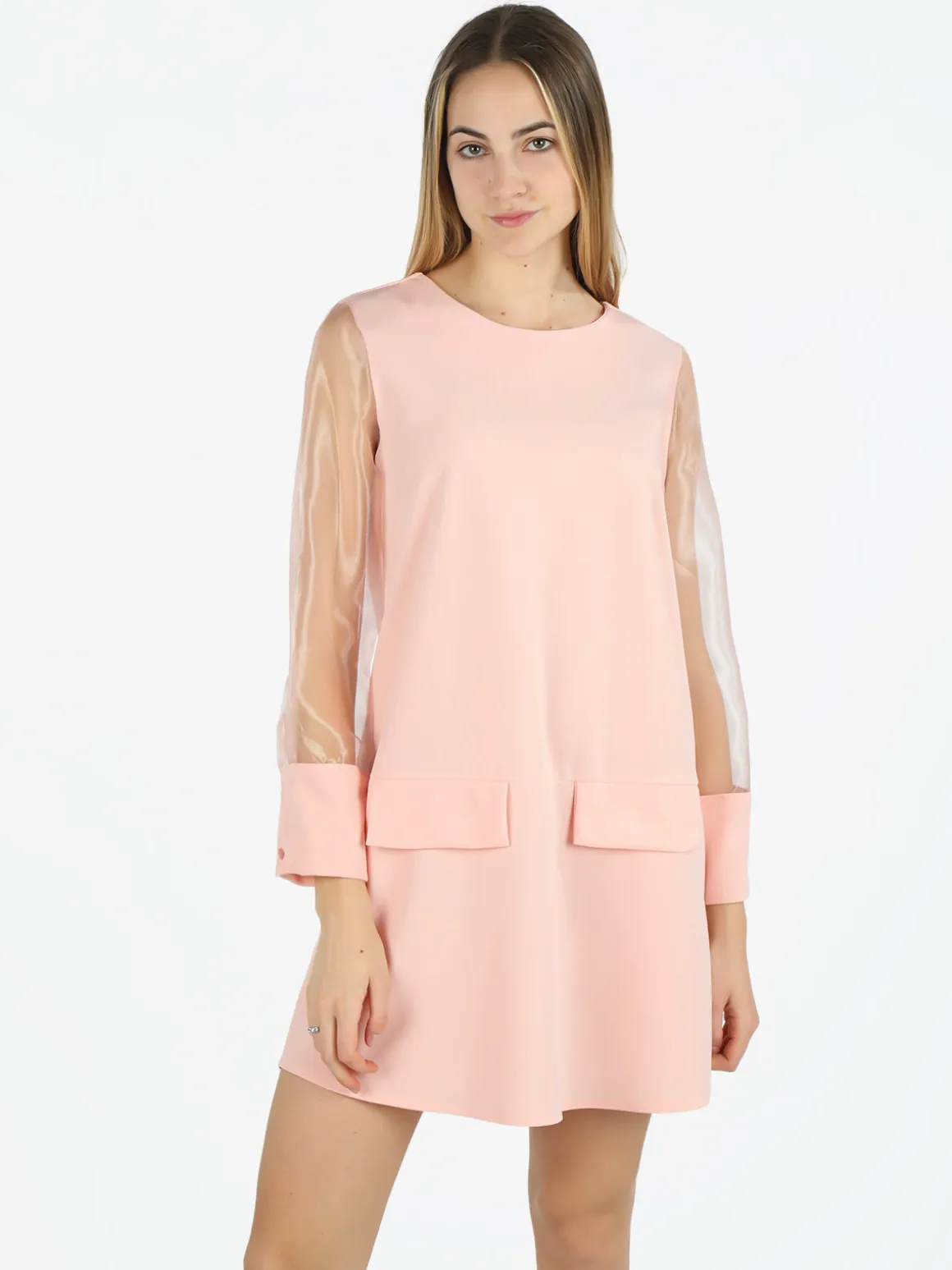 Melitea Abito girocollo da donna con maniche in tulle