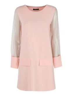 Melitea Abito girocollo da donna con maniche in tulle