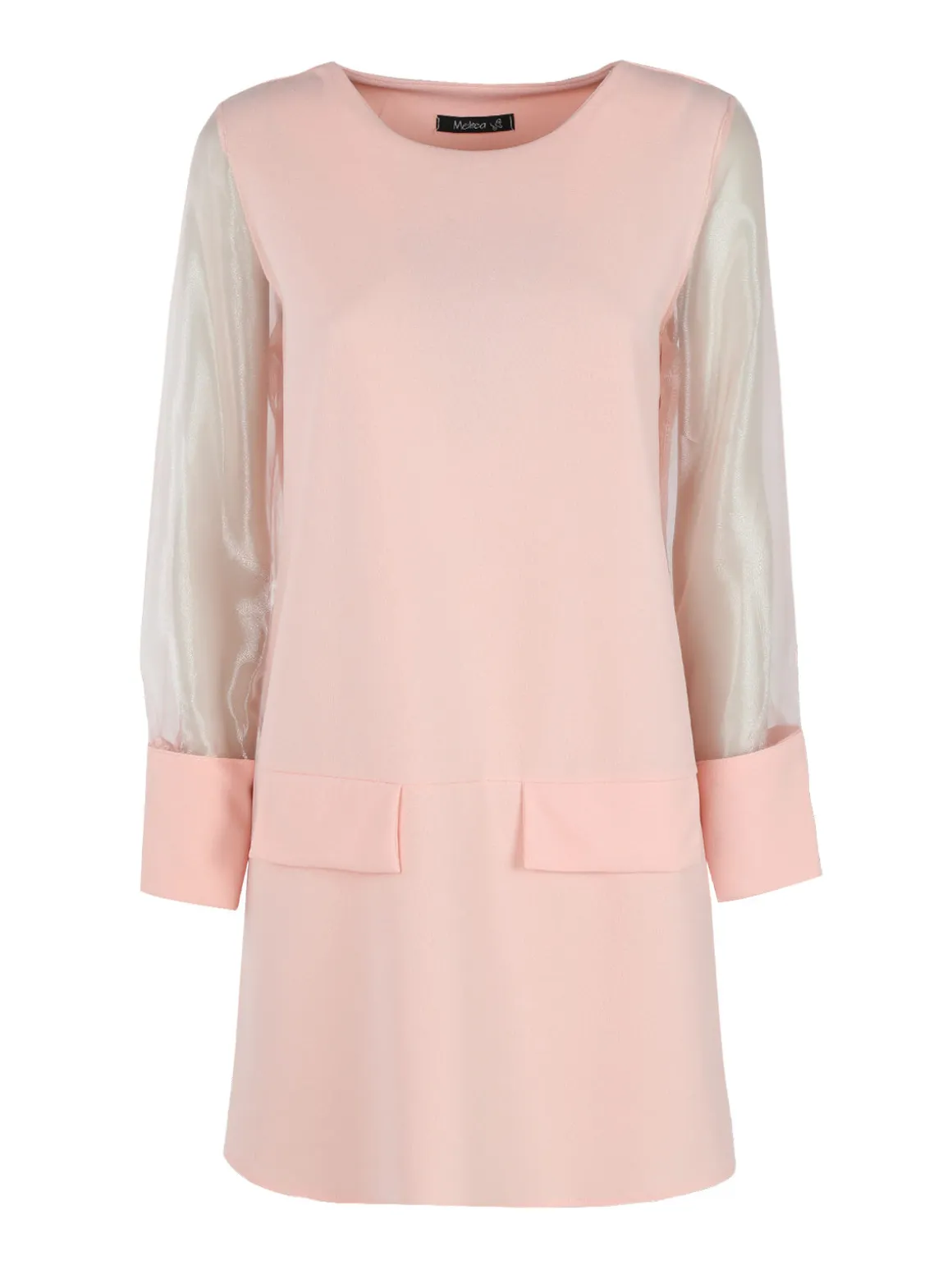 Melitea Abito girocollo da donna con maniche in tulle