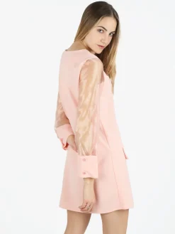 Melitea Abito girocollo da donna con maniche in tulle