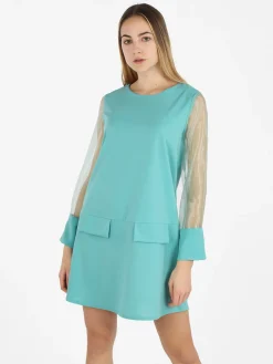 Melitea Abito girocollo da donna con maniche in tulle