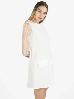 Melitea Abito girocollo da donna con maniche in tulle