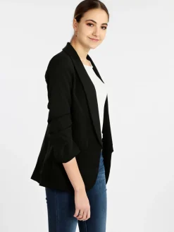 Melitea Blazer donna aperto con maniche arricciate