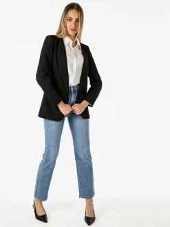 Melitea Blazer donna aperto con scollo risvoltato - nero