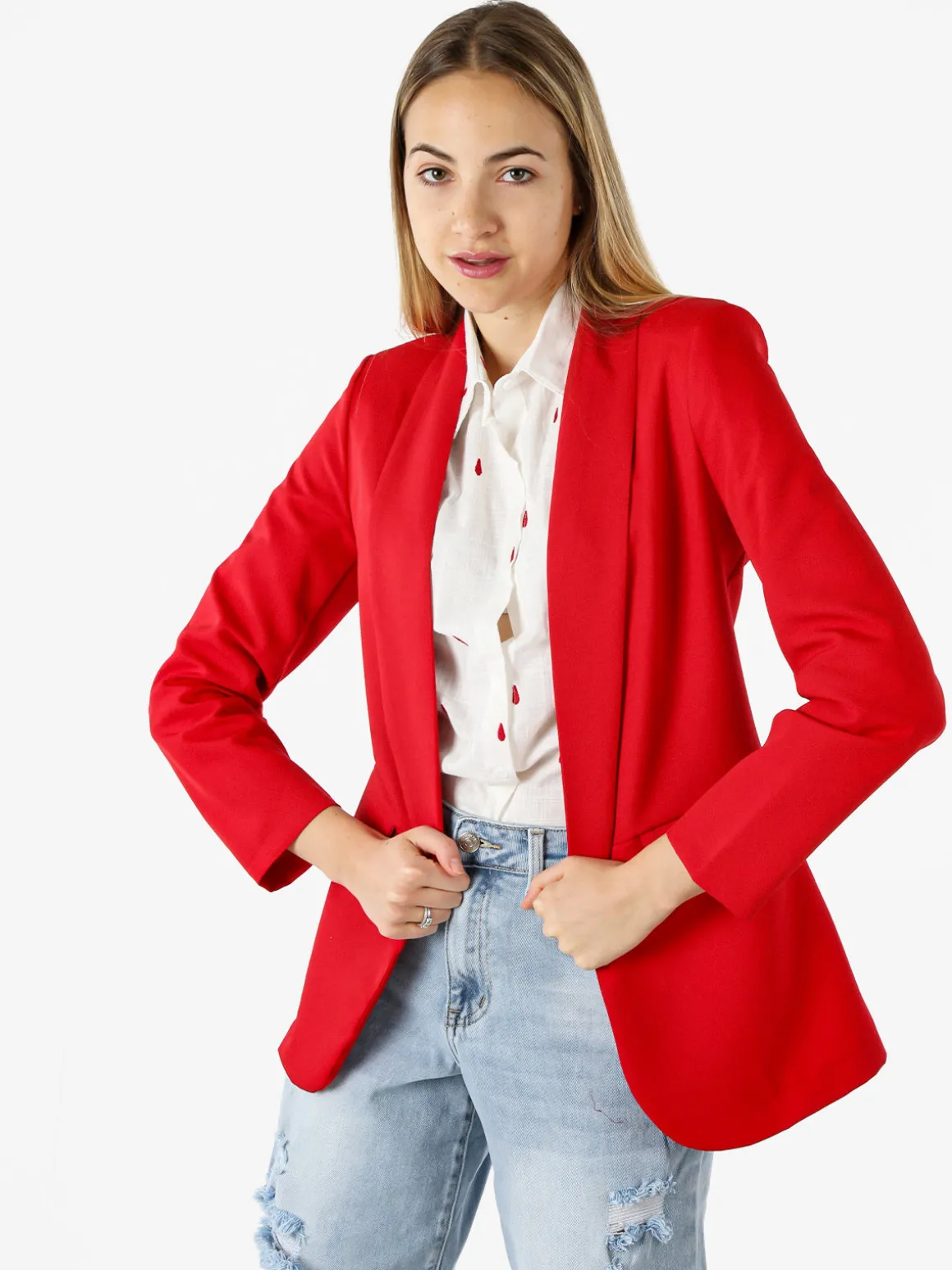 Melitea Blazer donna aperto - rosso
