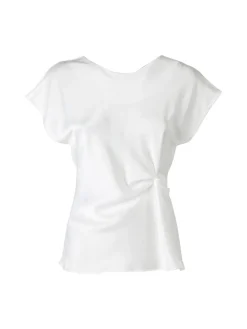 Melitea Blusa donna a maniche corte in tessuto effetto raso - bianco