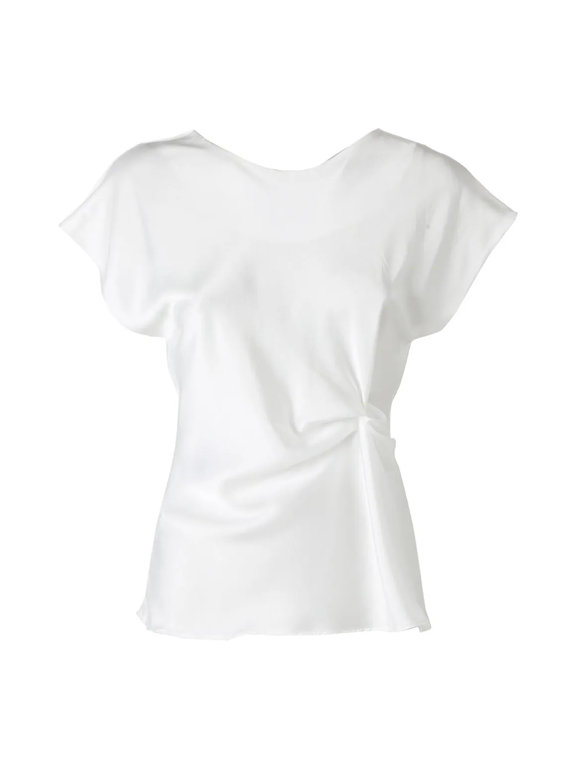 Melitea Blusa donna a maniche corte in tessuto effetto raso - bianco