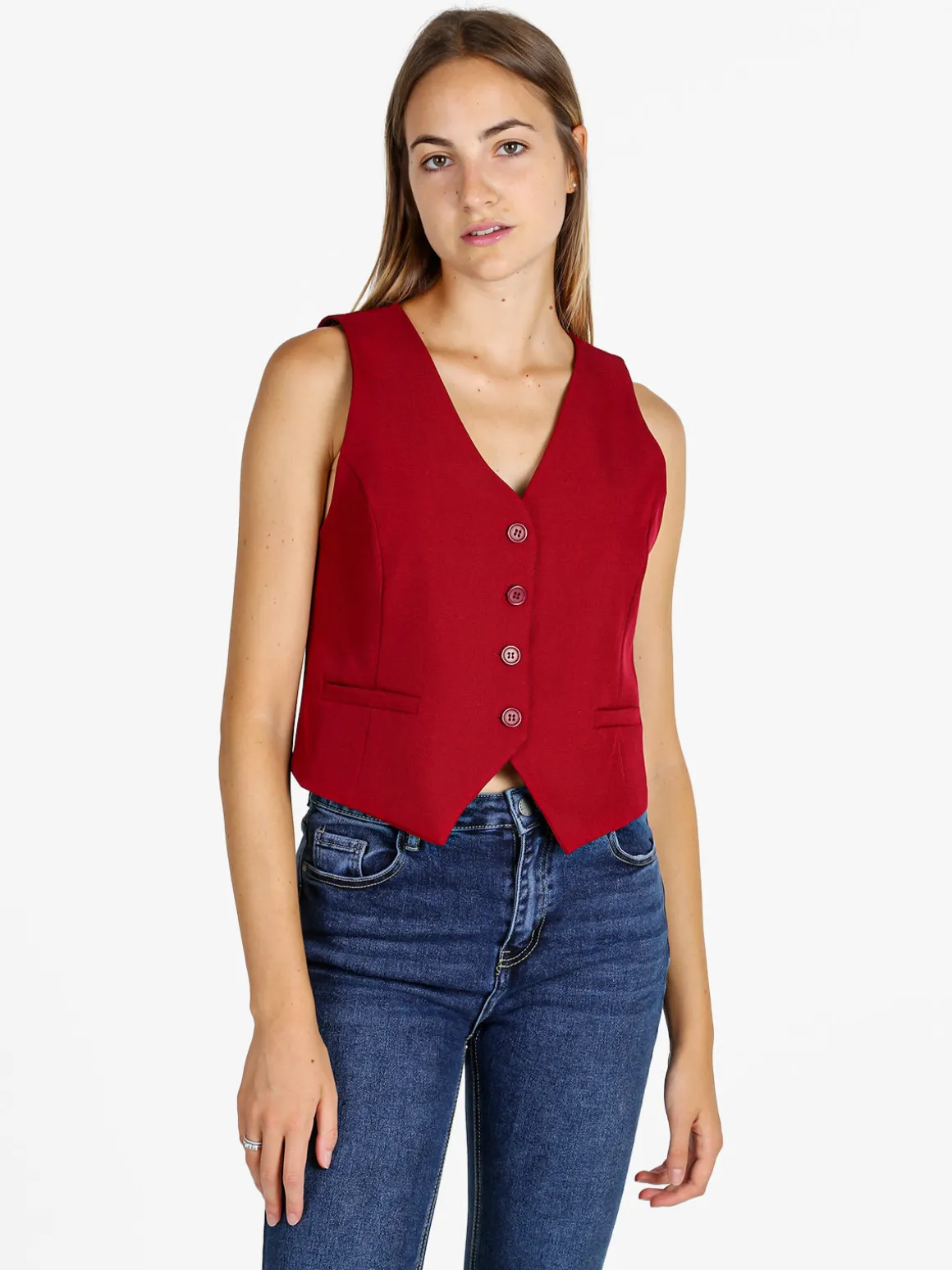 Melitea Gilet donna elegante con bottoni - bordeaux