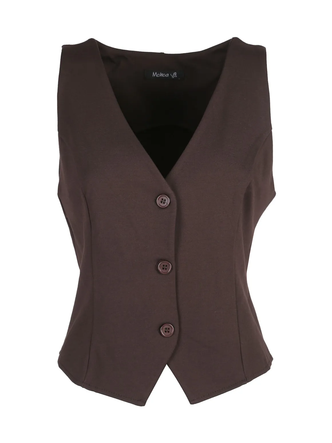 Melitea Gilet donna monocolore con bottoni - moro