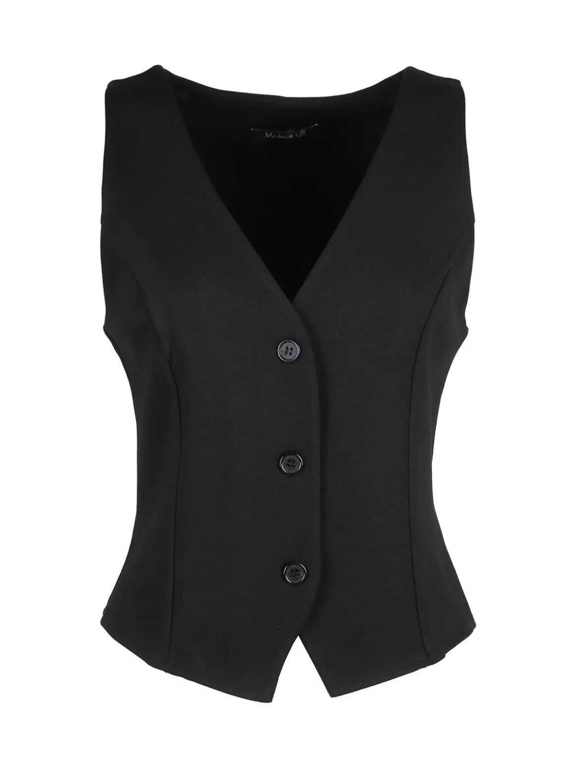 Melitea Gilet donna monocolore con bottoni - nero