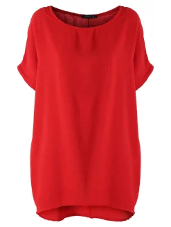 Melitea Maxi blusa da donna a maniche corte - rosso