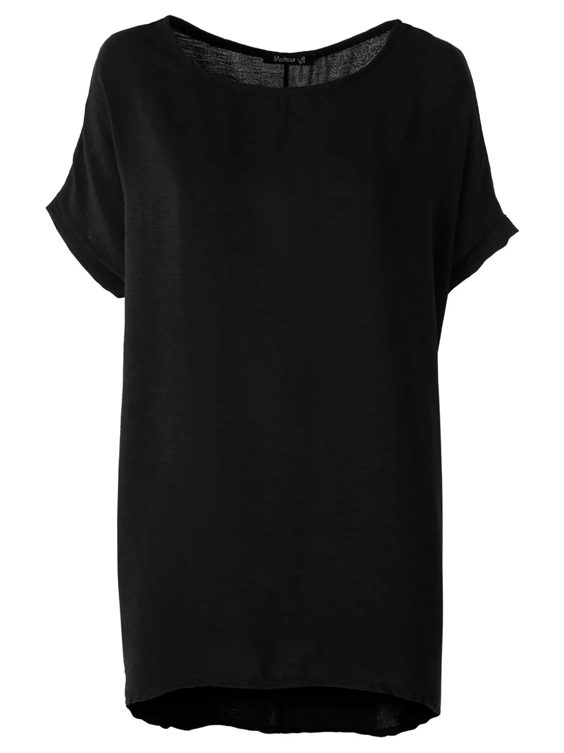 Melitea Maxi blusa da donna a maniche corte - nero