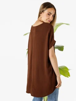Melitea Maxi blusa da donna a maniche corte - moro