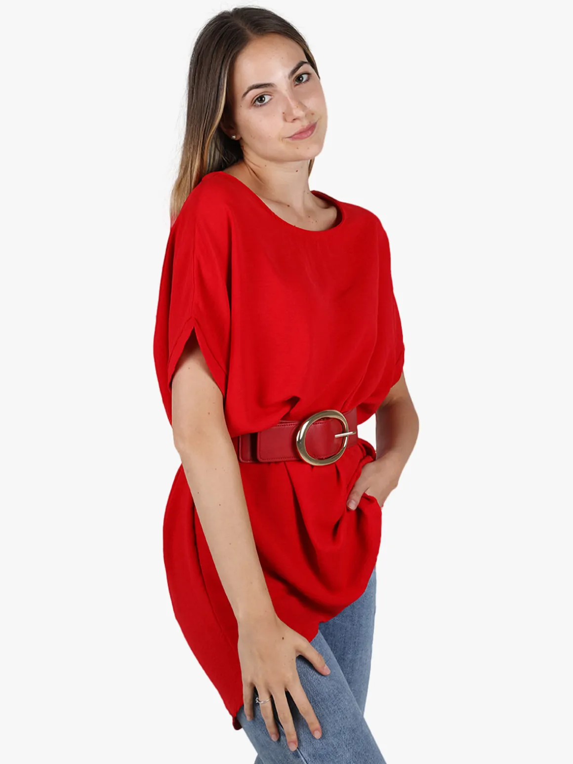 Melitea Maxi blusa donna a maniche corte