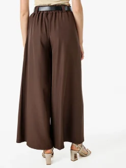 Melitea Pantaloni donna a palazzo con vita alta e cintura - moro
