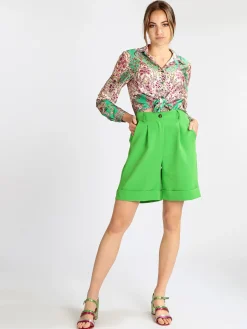 Melitea Shorts donna a vita alta con risvolto
