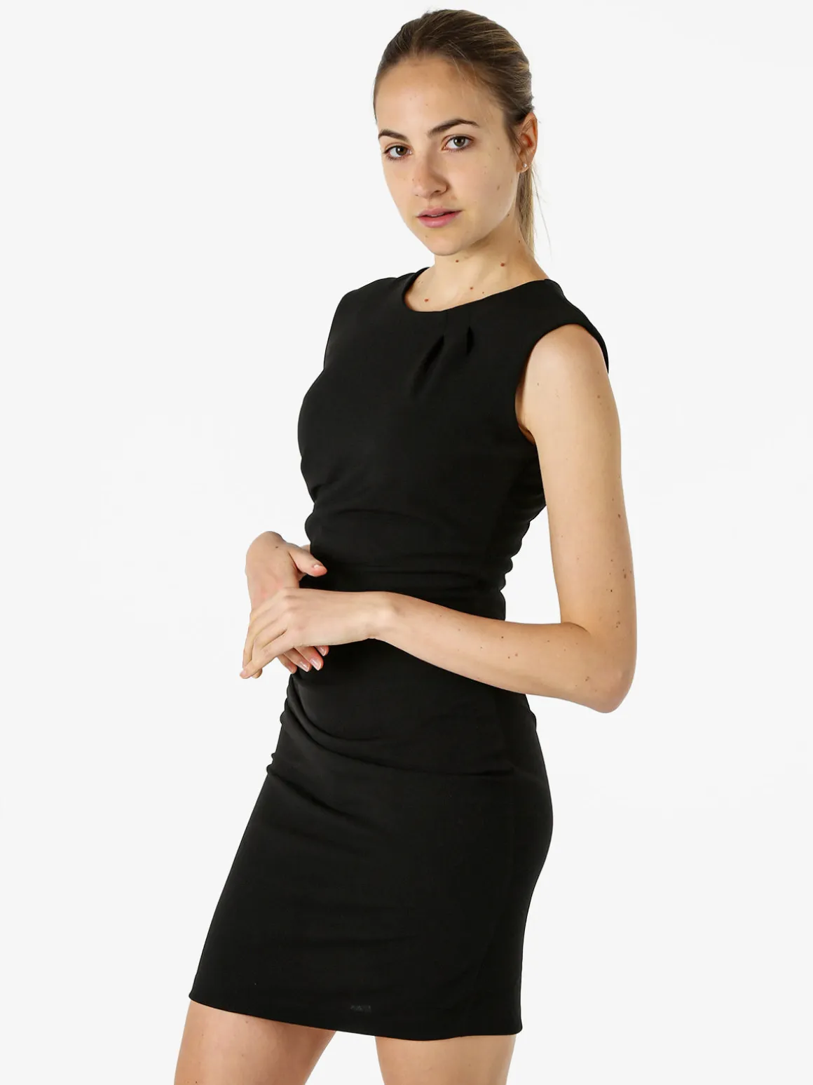 Melitea Vestito smanicato da donna a tubino - nero