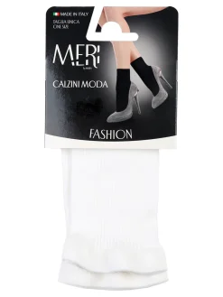 Meri Calzini moda da donna a costine - bianco