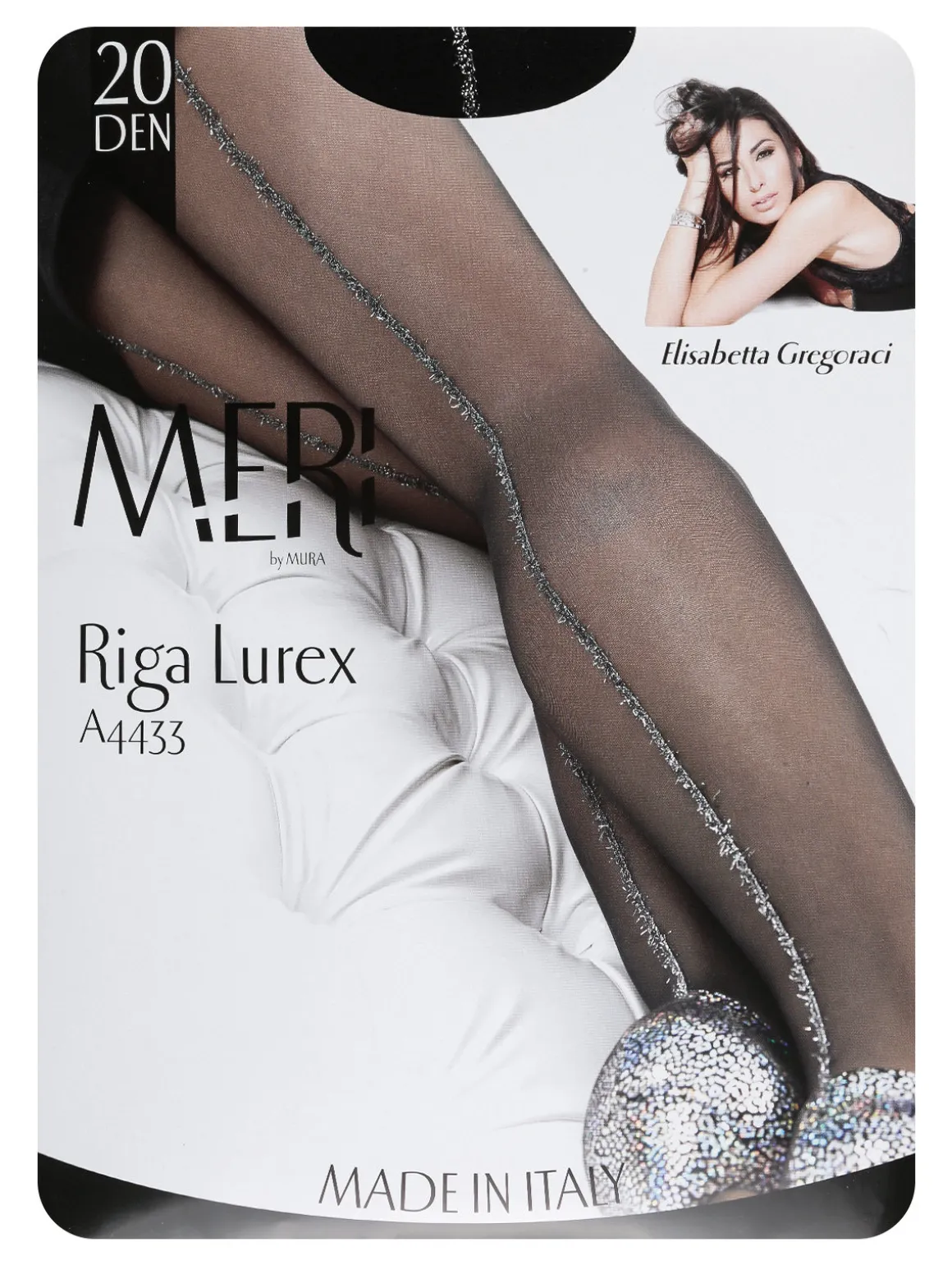 Meri Collant donna con riga lurex 20 denari