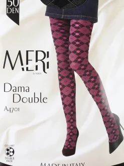 Meri Collant double face ricamo scozzese