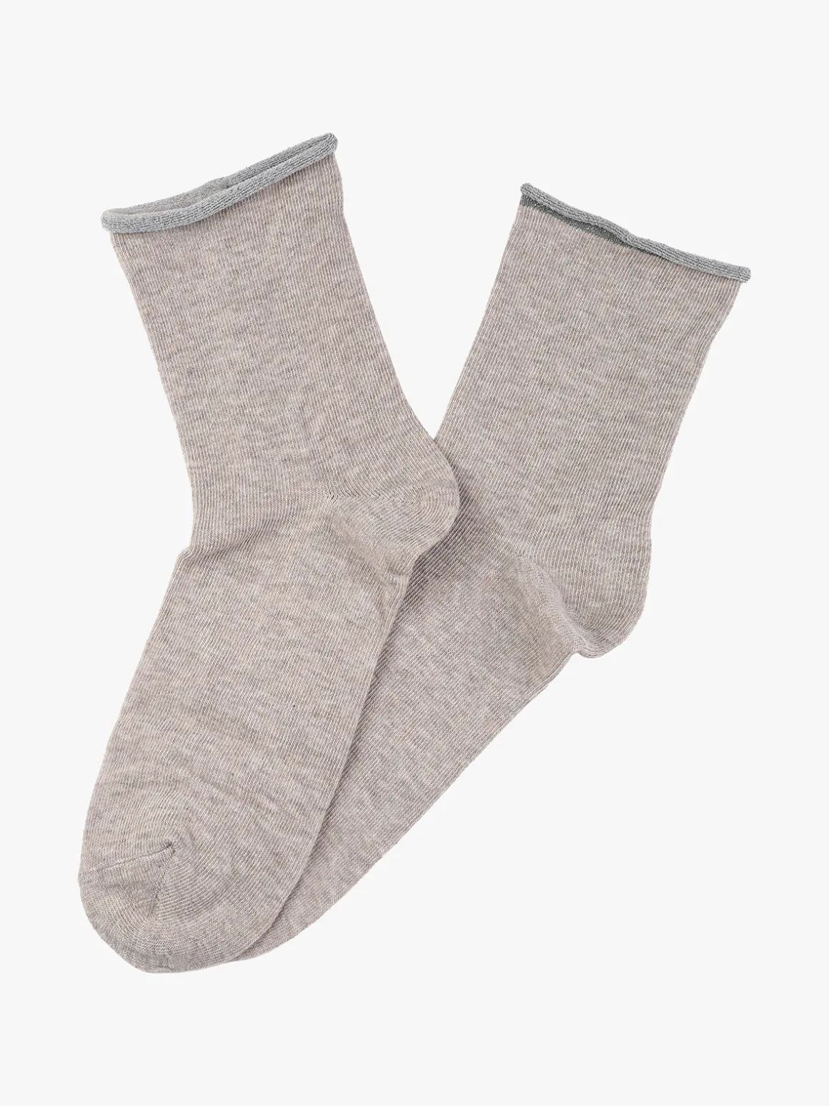 Meritex Calze corte donna in caldo cotone con bordo lurex - beige