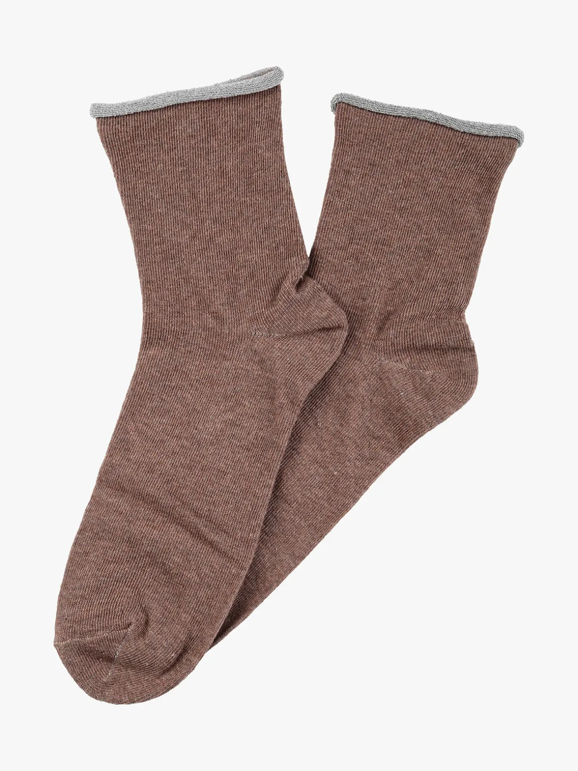 Meritex Calze corte donna in caldo cotone con bordo lurex - taupe