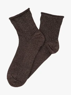 Meritex Calze corte lurex da donna - moro